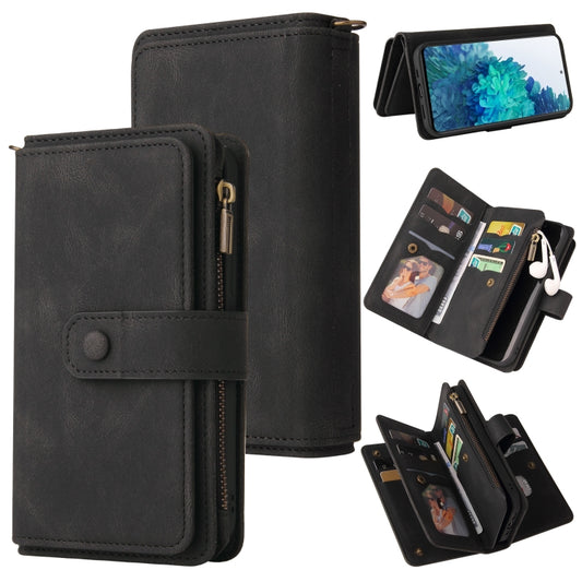 For Samsung Galaxy S20 FE Skin Feel PU + TPU Horizontal Flip Leather Case with Holder & 15 Cards Slot & Wallet & Zipper Pocket & Lanyard(Black) by buy2fix