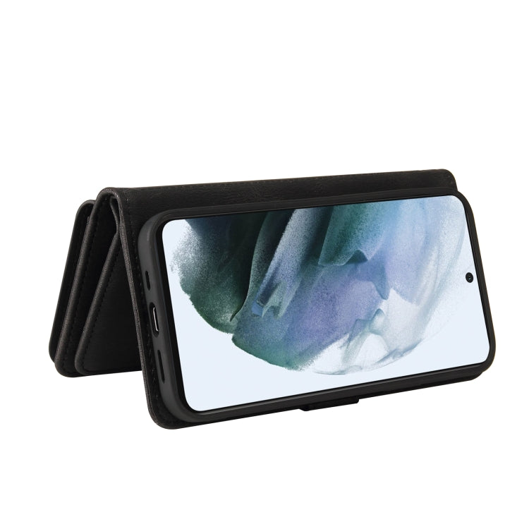 For Samsung Galaxy S21 FE 5G Skin Feel PU + TPU Horizontal Flip Leather Case with Holder & 15 Cards Slot & Wallet & Zipper Pocket & Lanyard(Black) by buy2fix