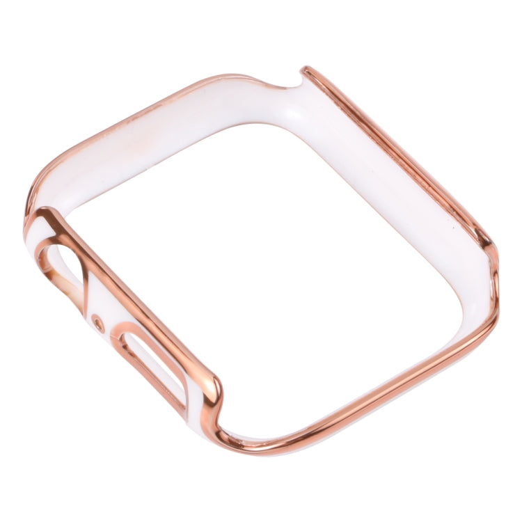 Dual-color Electroplating PC Protective Watch Case For Apple Watch Series 6 / 5 / 4 / Watch SE 40mm(Rose Gold Edge + White Background) by buy2fix