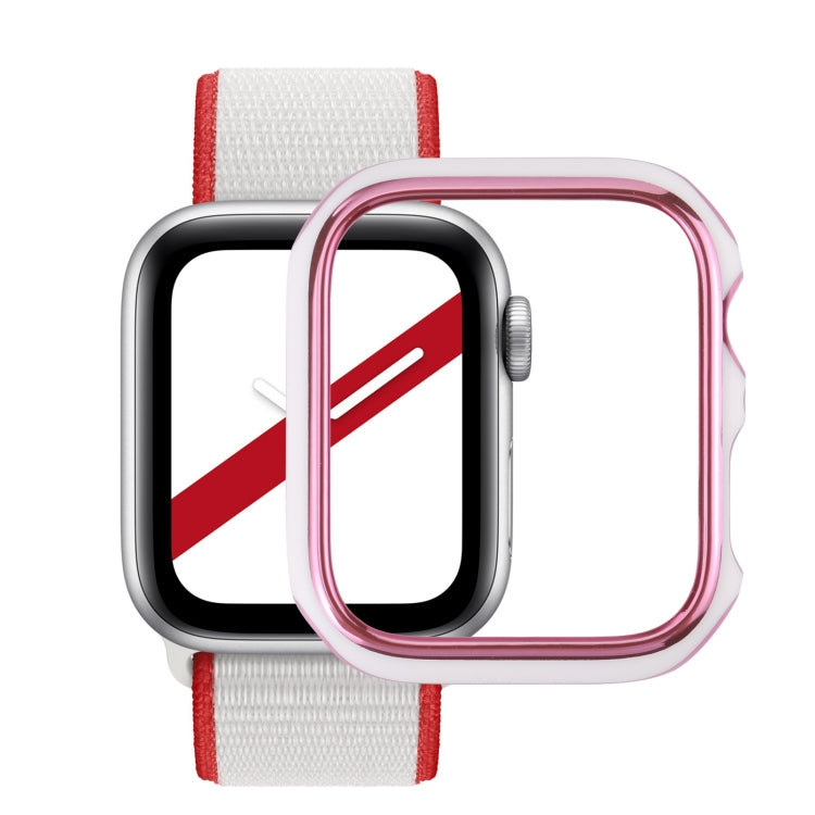 Dual-color Electroplating PC Protective Watch Case For Apple Watch Series 3 & 2 & 1 38mm(Pink Edge + White Base) by buy2fix