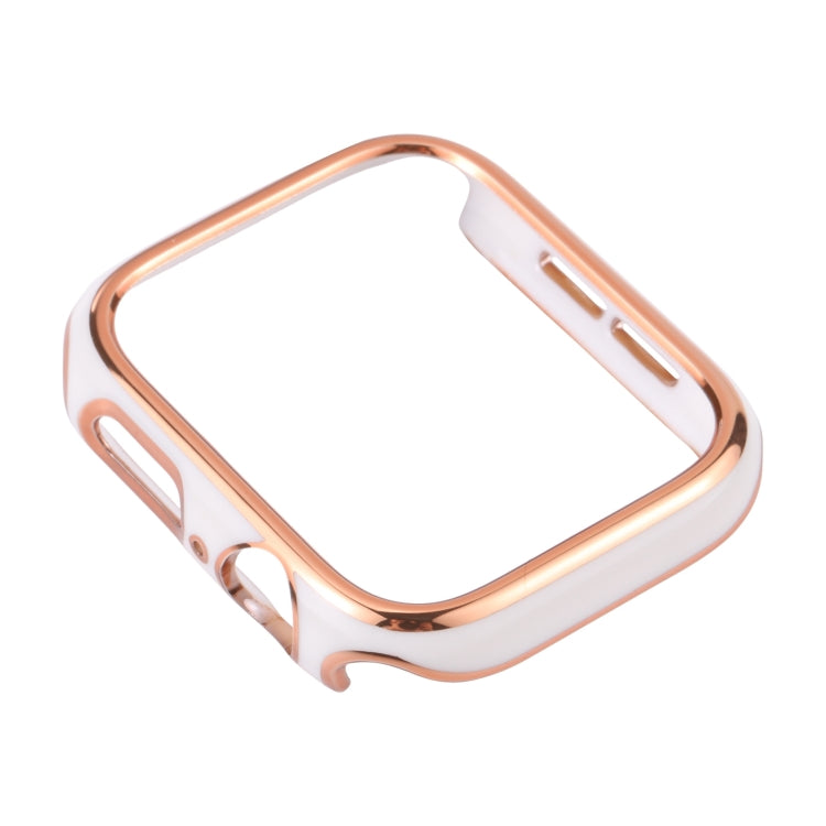 Dual-color Electroplating PC Protective Watch Case For Apple Watch Series 3 & 2 & 1 38mm(Rose Gold Edge + White Background) by buy2fix