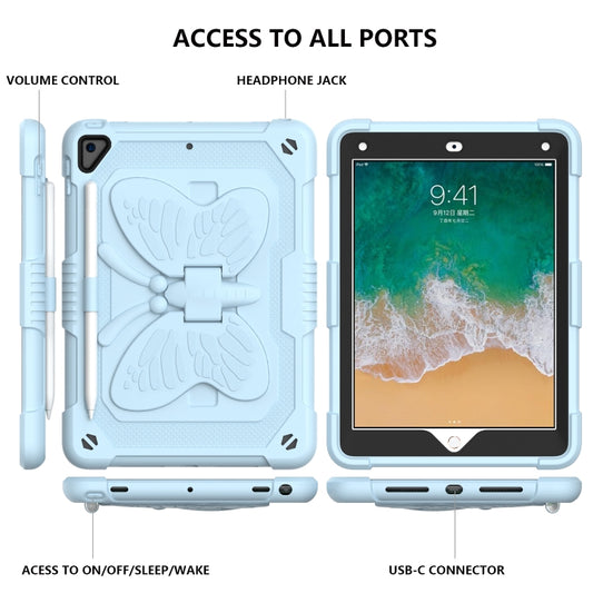 Pure Color PC + Silicone Anti-drop Protective Case with Butterfly Shape Holder & Pen Slot For iPad 9.7 2018 & 2017 / Pro 9.7 inch / Air 2 / 6(Ice Crystal Blue) - iPad 9.7 (2018) & (2017) Cases by buy2fix | Online Shopping UK | buy2fix