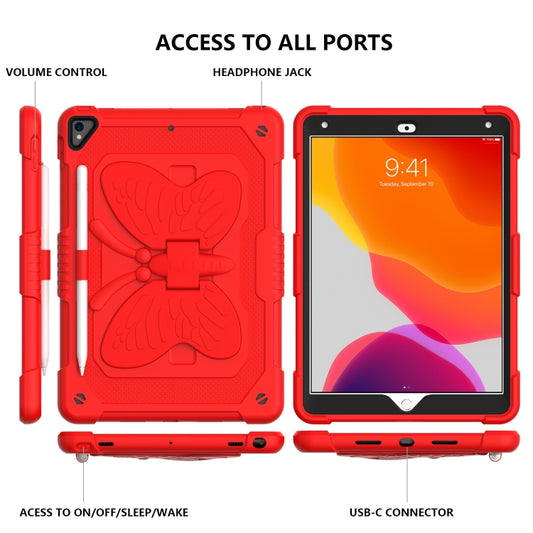 Pure Color PC + Silicone Anti-drop Protective Case with Butterfly Shape Holder & Pen Slot For iPad 10.2 2021 & 2020 & 2019 / Air 3 10.5 inch(Red) - iPad 10.2 Cases by buy2fix | Online Shopping UK | buy2fix