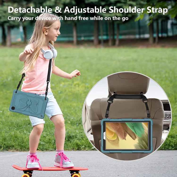 Pure Color PC + Silicone Anti-drop Protective Case with Butterfly Shape Holder & Pen Slot For Samsung Galaxy Tab A7 Lite 8.7 SM-T220 / SM-T225(Dark Green) - Tab A7 Lite T220 / T225 by buy2fix | Online Shopping UK | buy2fix