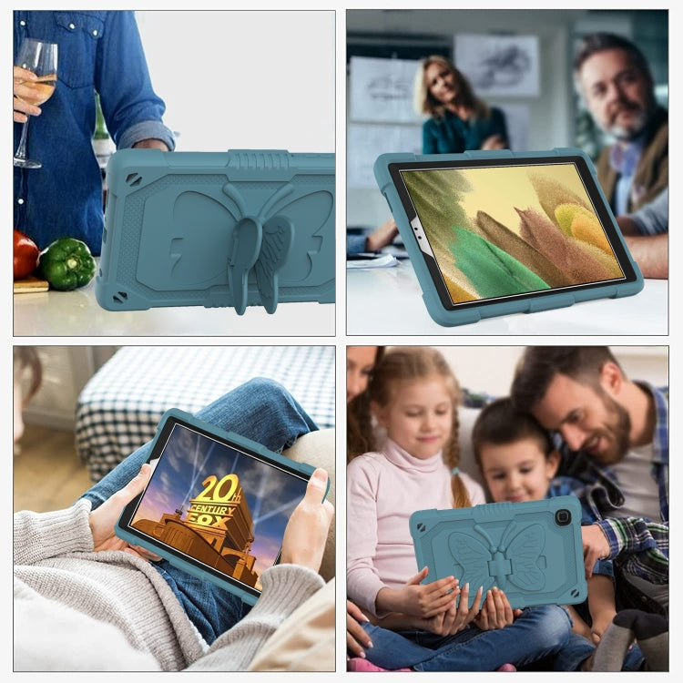Pure Color PC + Silicone Anti-drop Protective Case with Butterfly Shape Holder & Pen Slot For Samsung Galaxy Tab A7 Lite 8.7 SM-T220 / SM-T225(Dark Green) - Tab A7 Lite T220 / T225 by buy2fix | Online Shopping UK | buy2fix