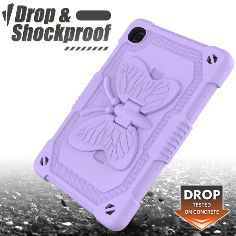 Pure Color PC + Silicone Anti-drop Protective Case with Butterfly Shape Holder & Pen Slot For Samsung Galaxy Tab A7 Lite 8.7 SM-T220 / SM-T225(Light Purple) - Tab A7 Lite T220 / T225 by buy2fix | Online Shopping UK | buy2fix