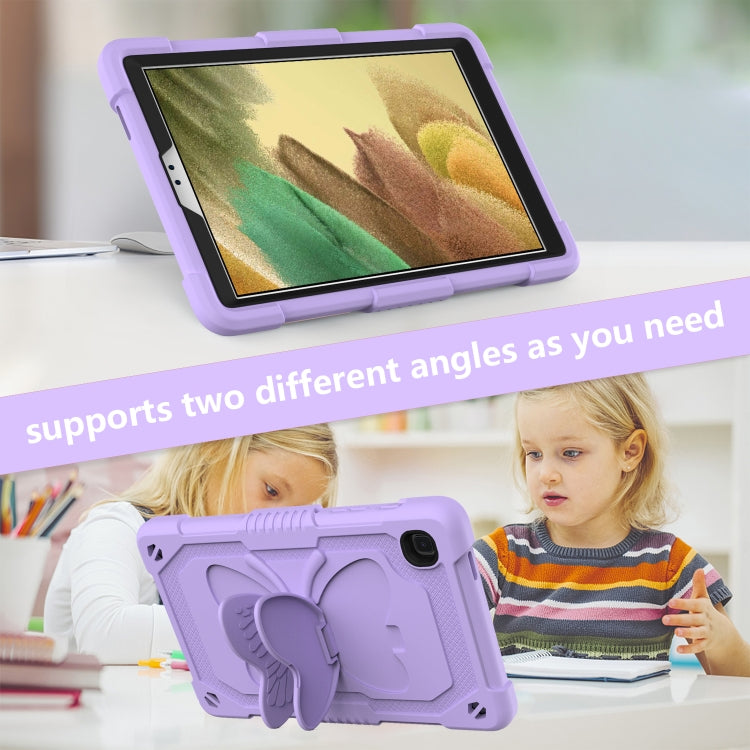Pure Color PC + Silicone Anti-drop Protective Case with Butterfly Shape Holder & Pen Slot For Samsung Galaxy Tab A7 Lite 8.7 SM-T220 / SM-T225(Light Purple) - Tab A7 Lite T220 / T225 by buy2fix | Online Shopping UK | buy2fix