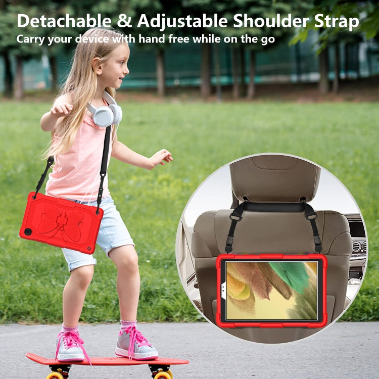 Pure Color PC + Silicone Anti-drop Protective Case with Butterfly Shape Holder & Pen Slot For Samsung Galaxy Tab A7 Lite 8.7 SM-T220 / SM-T225(Red) - Tab A7 Lite T220 / T225 by buy2fix | Online Shopping UK | buy2fix