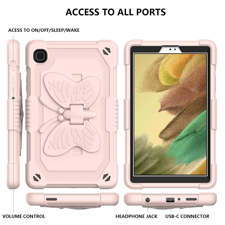 Pure Color PC + Silicone Anti-drop Protective Case with Butterfly Shape Holder & Pen Slot For Samsung Galaxy Tab A7 Lite 8.7 SM-T220 / SM-T225(Rose Pink) - Tab A7 Lite T220 / T225 by buy2fix | Online Shopping UK | buy2fix
