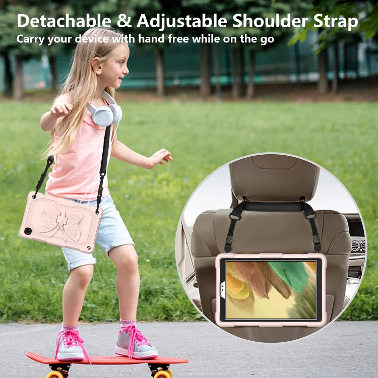 Pure Color PC + Silicone Anti-drop Protective Case with Butterfly Shape Holder & Pen Slot For Samsung Galaxy Tab A7 Lite 8.7 SM-T220 / SM-T225(Rose Pink) - Tab A7 Lite T220 / T225 by buy2fix | Online Shopping UK | buy2fix