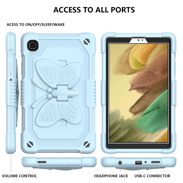 Pure Color PC + Silicone Anti-drop Protective Case with Butterfly Shape Holder & Pen Slot For Samsung Galaxy Tab A7 Lite 8.7 SM-T220 / SM-T225(Ice Crystal Blue) - Tab A7 Lite T220 / T225 by buy2fix | Online Shopping UK | buy2fix