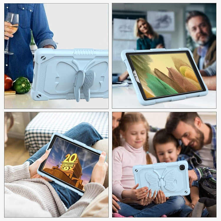 Pure Color PC + Silicone Anti-drop Protective Case with Butterfly Shape Holder & Pen Slot For Samsung Galaxy Tab A7 Lite 8.7 SM-T220 / SM-T225(Ice Crystal Blue) - Tab A7 Lite T220 / T225 by buy2fix | Online Shopping UK | buy2fix