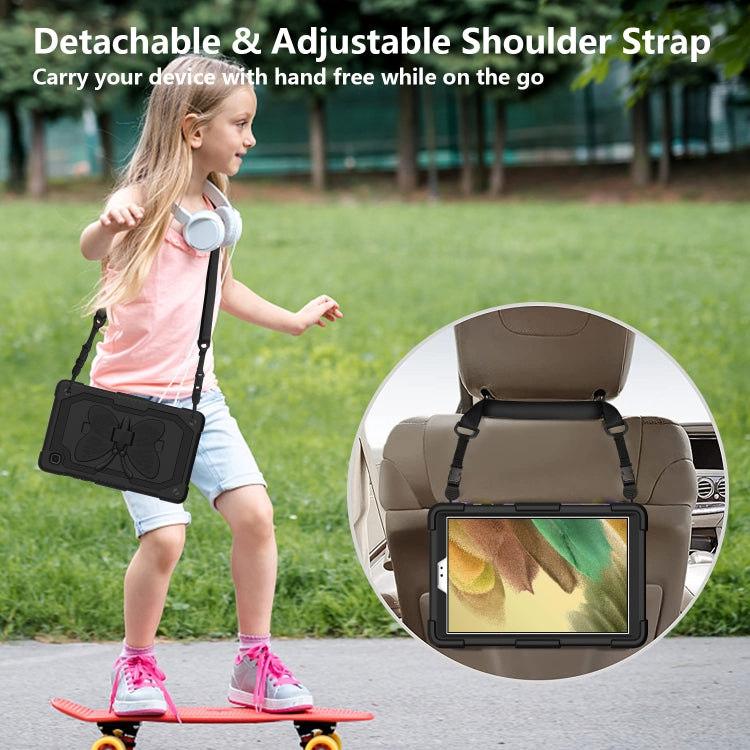 Pure Color PC + Silicone Anti-drop Protective Case with Butterfly Shape Holder & Pen Slot For Samsung Galaxy Tab A7 Lite 8.7 SM-T220 / SM-T225(Black) - Tab A7 Lite T220 / T225 by buy2fix | Online Shopping UK | buy2fix