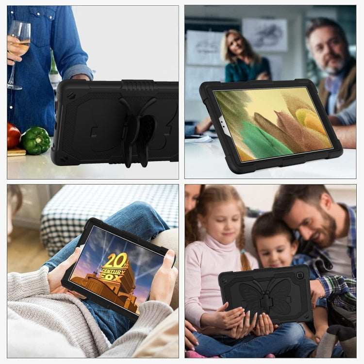Pure Color PC + Silicone Anti-drop Protective Case with Butterfly Shape Holder & Pen Slot For Samsung Galaxy Tab A7 Lite 8.7 SM-T220 / SM-T225(Black) - Tab A7 Lite T220 / T225 by buy2fix | Online Shopping UK | buy2fix
