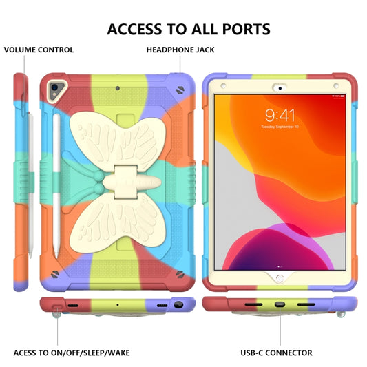 Beige PC + Silicone Anti-drop Protective Case with Butterfly Shape Holder & Pen Slot For iPad 10.2 2021 & 2020 & 2019 / Air 3 10.5 inch(Colorful Red) - iPad 10.2 Cases by buy2fix | Online Shopping UK | buy2fix