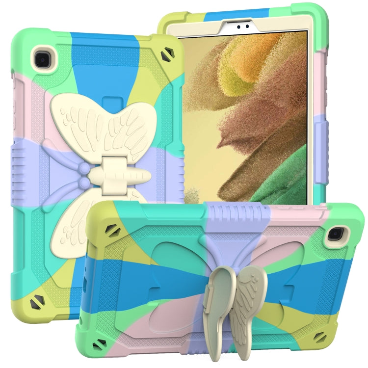 Beige PC + Silicone Anti-drop Protective Case with Butterfly Shape Holder & Pen Slot For Samsung Galaxy Tab A7 Lite 8.7 SM-T220 / SM-T225(Colorful Green) - Tab A7 Lite T220 / T225 by buy2fix | Online Shopping UK | buy2fix