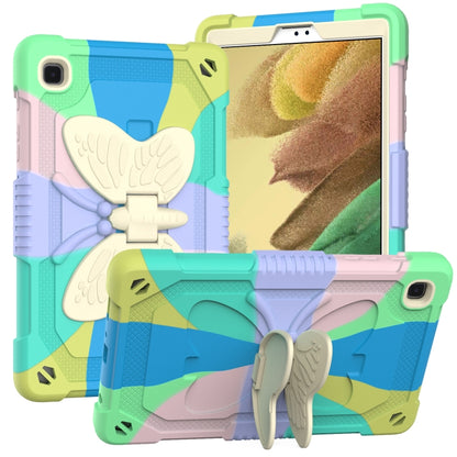 Beige PC + Silicone Anti-drop Protective Case with Butterfly Shape Holder & Pen Slot For Samsung Galaxy Tab A7 Lite 8.7 SM-T220 / SM-T225(Colorful Green) - Tab A7 Lite T220 / T225 by buy2fix | Online Shopping UK | buy2fix