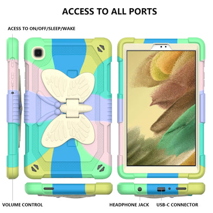 Beige PC + Silicone Anti-drop Protective Case with Butterfly Shape Holder & Pen Slot For Samsung Galaxy Tab A7 Lite 8.7 SM-T220 / SM-T225(Colorful Green) - Tab A7 Lite T220 / T225 by buy2fix | Online Shopping UK | buy2fix