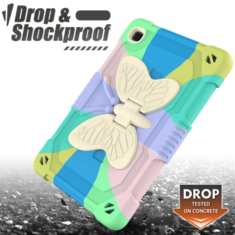 Beige PC + Silicone Anti-drop Protective Case with Butterfly Shape Holder & Pen Slot For Samsung Galaxy Tab A7 Lite 8.7 SM-T220 / SM-T225(Colorful Green) - Tab A7 Lite T220 / T225 by buy2fix | Online Shopping UK | buy2fix