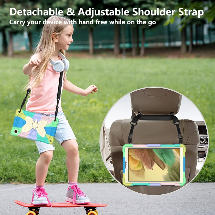 Beige PC + Silicone Anti-drop Protective Case with Butterfly Shape Holder & Pen Slot For Samsung Galaxy Tab A7 Lite 8.7 SM-T220 / SM-T225(Colorful Green) - Tab A7 Lite T220 / T225 by buy2fix | Online Shopping UK | buy2fix