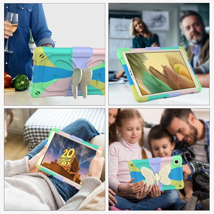 Beige PC + Silicone Anti-drop Protective Case with Butterfly Shape Holder & Pen Slot For Samsung Galaxy Tab A7 Lite 8.7 SM-T220 / SM-T225(Colorful Green) - Tab A7 Lite T220 / T225 by buy2fix | Online Shopping UK | buy2fix