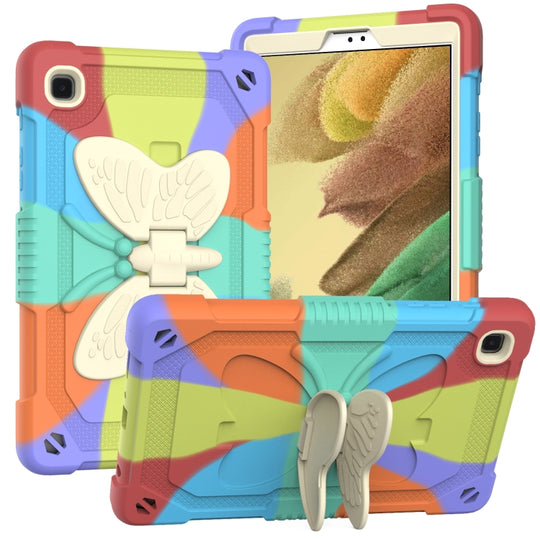 Beige PC + Silicone Anti-drop Protective Case with Butterfly Shape Holder & Pen Slot For Samsung Galaxy Tab A7 Lite 8.7 SM-T220 / SM-T225(Colorful Red)