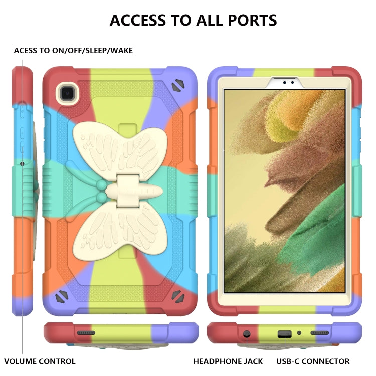 Beige PC + Silicone Anti-drop Protective Case with Butterfly Shape Holder & Pen Slot For Samsung Galaxy Tab A7 Lite 8.7 SM-T220 / SM-T225(Colorful Red) - Tab A7 Lite T220 / T225 by buy2fix | Online Shopping UK | buy2fix