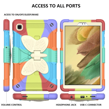 Beige PC + Silicone Anti-drop Protective Case with Butterfly Shape Holder & Pen Slot For Samsung Galaxy Tab A7 Lite 8.7 SM-T220 / SM-T225(Colorful Red) - Tab A7 Lite T220 / T225 by buy2fix | Online Shopping UK | buy2fix