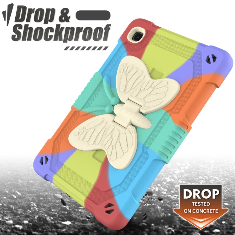 Beige PC + Silicone Anti-drop Protective Case with Butterfly Shape Holder & Pen Slot For Samsung Galaxy Tab A7 Lite 8.7 SM-T220 / SM-T225(Colorful Red) - Tab A7 Lite T220 / T225 by buy2fix | Online Shopping UK | buy2fix