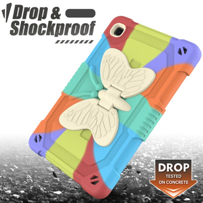 Beige PC + Silicone Anti-drop Protective Case with Butterfly Shape Holder & Pen Slot For Samsung Galaxy Tab A7 Lite 8.7 SM-T220 / SM-T225(Colorful Red) - Tab A7 Lite T220 / T225 by buy2fix | Online Shopping UK | buy2fix