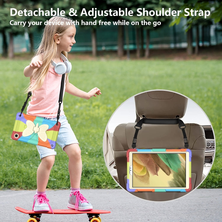 Beige PC + Silicone Anti-drop Protective Case with Butterfly Shape Holder & Pen Slot For Samsung Galaxy Tab A7 Lite 8.7 SM-T220 / SM-T225(Colorful Red) - Tab A7 Lite T220 / T225 by buy2fix | Online Shopping UK | buy2fix