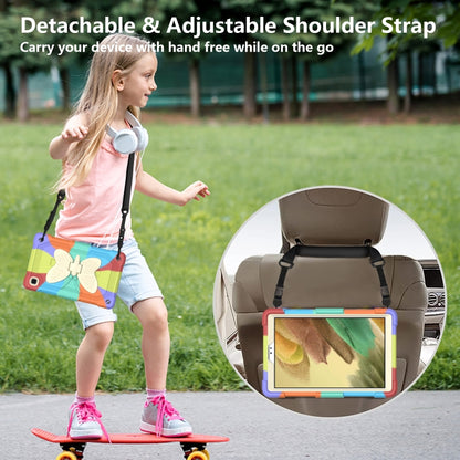 Beige PC + Silicone Anti-drop Protective Case with Butterfly Shape Holder & Pen Slot For Samsung Galaxy Tab A7 Lite 8.7 SM-T220 / SM-T225(Colorful Red) - Tab A7 Lite T220 / T225 by buy2fix | Online Shopping UK | buy2fix