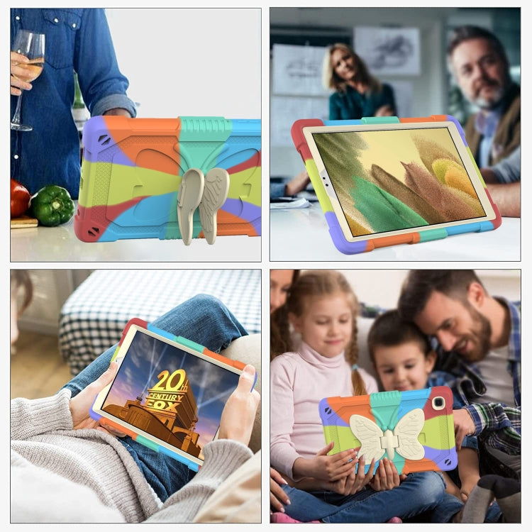 Beige PC + Silicone Anti-drop Protective Case with Butterfly Shape Holder & Pen Slot For Samsung Galaxy Tab A7 Lite 8.7 SM-T220 / SM-T225(Colorful Red) - Tab A7 Lite T220 / T225 by buy2fix | Online Shopping UK | buy2fix