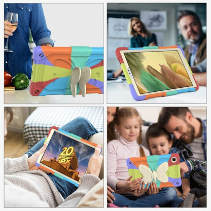 Beige PC + Silicone Anti-drop Protective Case with Butterfly Shape Holder & Pen Slot For Samsung Galaxy Tab A7 Lite 8.7 SM-T220 / SM-T225(Colorful Red) - Tab A7 Lite T220 / T225 by buy2fix | Online Shopping UK | buy2fix