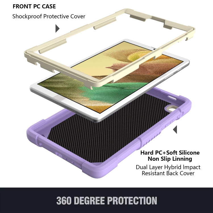 Beige PC + Silicone Anti-drop Protective Case with Butterfly Shape Holder & Pen Slot For Samsung Galaxy Tab A7 Lite 8.7 SM-T220 / SM-T225(Beige + Light Purple) - Tab A7 Lite T220 / T225 by buy2fix | Online Shopping UK | buy2fix