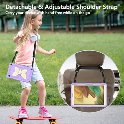 Beige PC + Silicone Anti-drop Protective Case with Butterfly Shape Holder & Pen Slot For Samsung Galaxy Tab A7 Lite 8.7 SM-T220 / SM-T225(Beige + Light Purple) - Tab A7 Lite T220 / T225 by buy2fix | Online Shopping UK | buy2fix