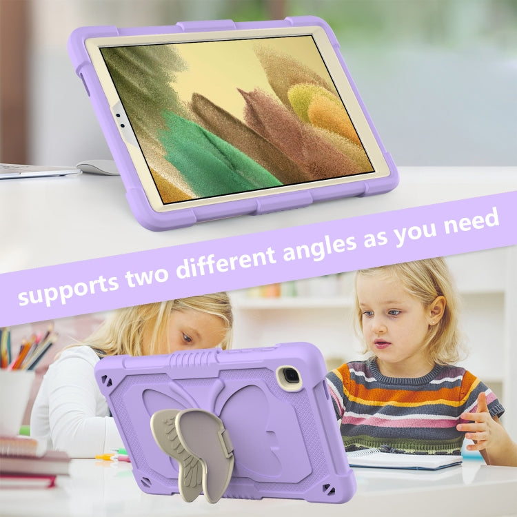 Beige PC + Silicone Anti-drop Protective Case with Butterfly Shape Holder & Pen Slot For Samsung Galaxy Tab A7 Lite 8.7 SM-T220 / SM-T225(Beige + Light Purple) - Tab A7 Lite T220 / T225 by buy2fix | Online Shopping UK | buy2fix
