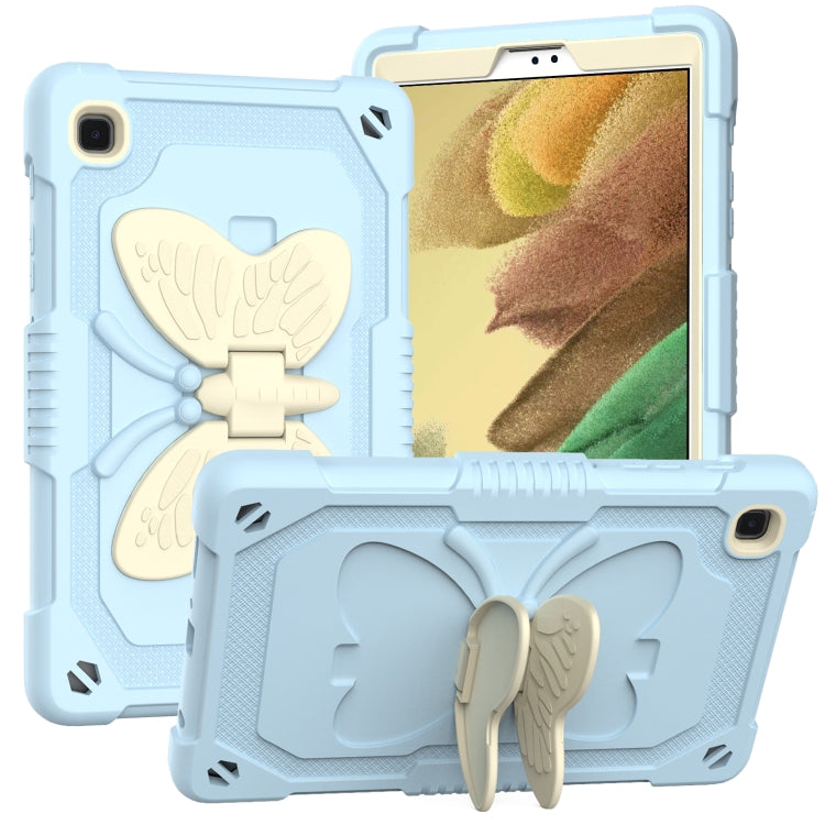 Beige PC + Silicone Anti-drop Protective Case with Butterfly Shape Holder & Pen Slot For Samsung Galaxy Tab A7 Lite 8.7 SM-T220 / SM-T225(Beige + Ice Crystal Blue) - Tab A7 Lite T220 / T225 by buy2fix | Online Shopping UK | buy2fix