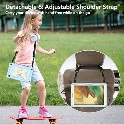 Beige PC + Silicone Anti-drop Protective Case with Butterfly Shape Holder & Pen Slot For Samsung Galaxy Tab A7 Lite 8.7 SM-T220 / SM-T225(Beige + Ice Crystal Blue) - Tab A7 Lite T220 / T225 by buy2fix | Online Shopping UK | buy2fix