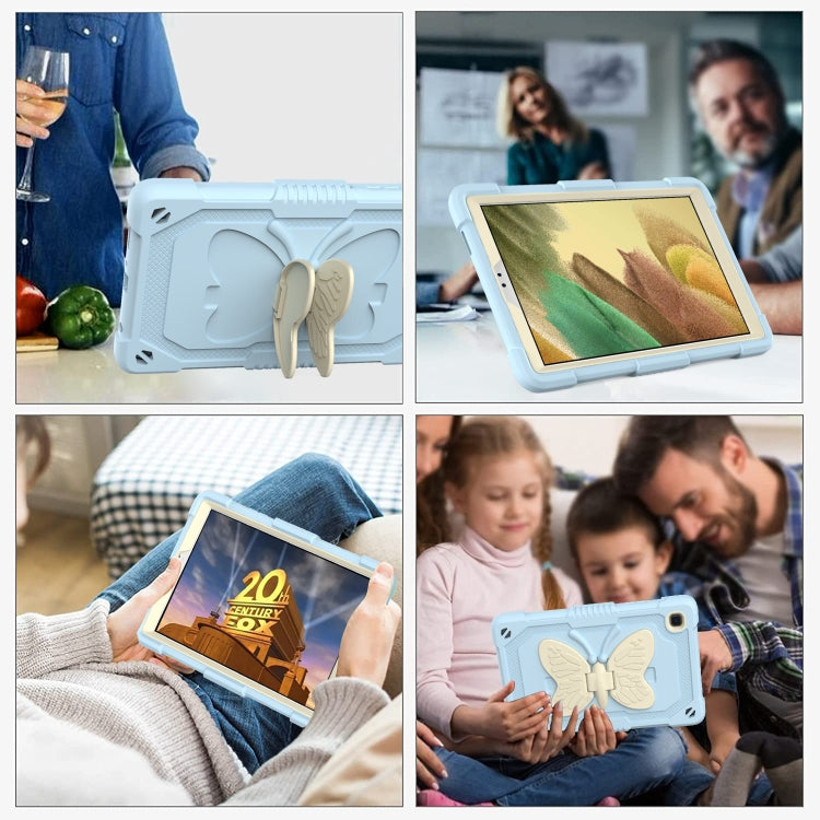 Beige PC + Silicone Anti-drop Protective Case with Butterfly Shape Holder & Pen Slot For Samsung Galaxy Tab A7 Lite 8.7 SM-T220 / SM-T225(Beige + Ice Crystal Blue) - Tab A7 Lite T220 / T225 by buy2fix | Online Shopping UK | buy2fix