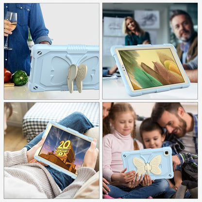 Beige PC + Silicone Anti-drop Protective Case with Butterfly Shape Holder & Pen Slot For Samsung Galaxy Tab A7 Lite 8.7 SM-T220 / SM-T225(Beige + Ice Crystal Blue) - Tab A7 Lite T220 / T225 by buy2fix | Online Shopping UK | buy2fix