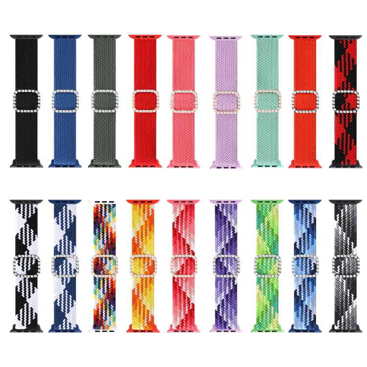 Adjustable Nylon Braided Elasticity Diamond Buckle Watch Band For Apple Watch Series 7 & 6 & SE & 5 & 4 40mm/3 & 2 & 1 38mm(Black) by buy2fix