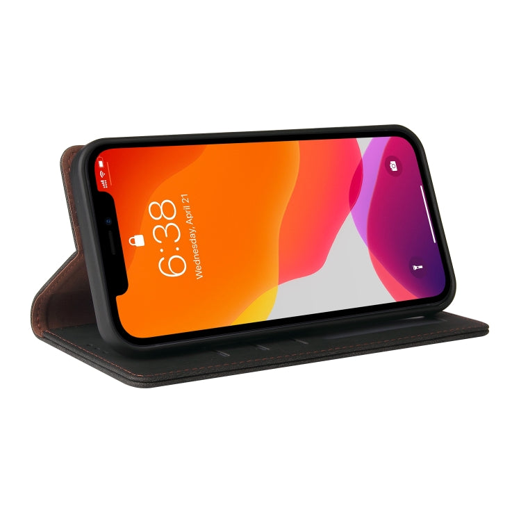 For iPhone 12 mini Simple Suction Closure Horizontal Flip Leather Case with Holder & Card Slot & Wallet (Black) by buy2fix