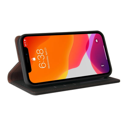 For iPhone 12 mini Simple Suction Closure Horizontal Flip Leather Case with Holder & Card Slot & Wallet (Black) by buy2fix