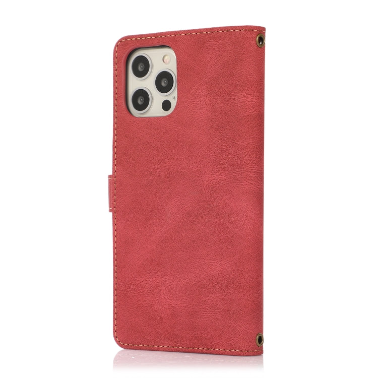 For iPhone 12 Pro Max PU + TPU Horizontal Flip Leather Case with Holder & Card Slot & Wallet & Lanyard(Wine Red) by buy2fix