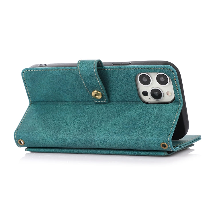 For iPhone 12 Pro Max PU + TPU Horizontal Flip Leather Case with Holder & Card Slot & Wallet & Lanyard(Lake Blue) by buy2fix