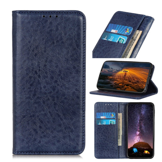 For Galaxy A51 Magnetic Retro Crazy Horse Texture Horizontal Flip Leather Case with Holder & Card Slots(Blue) by buy2fix