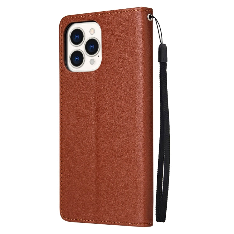 For iPhone 13 mini Multifunctional Horizontal Flip Leather Case, with Three Card Slot & Holder & Photo Frame & Lanyard (Brown) by buy2fix