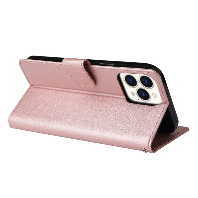 For iPhone 13 mini Multifunctional Horizontal Flip Leather Case, with Three Card Slot & Holder & Photo Frame & Lanyard (Rose Gold) by buy2fix
