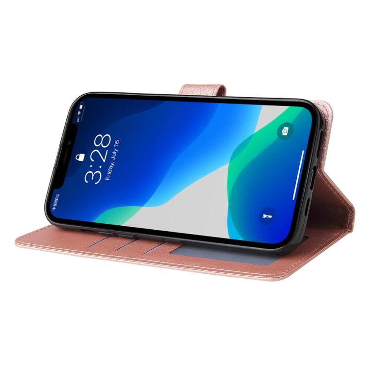 For iPhone 13 mini Multifunctional Horizontal Flip Leather Case, with Three Card Slot & Holder & Photo Frame & Lanyard (Rose Gold) by buy2fix